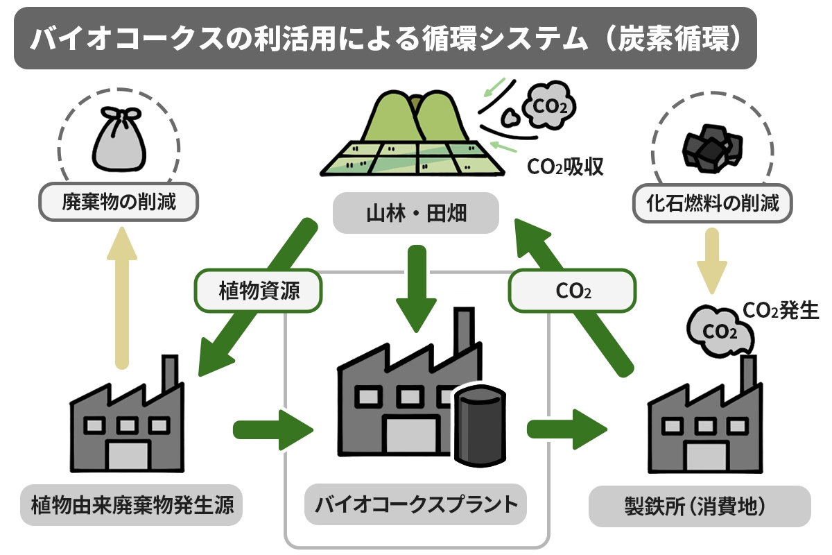 バイオコークスの利活用による循環システム（炭素循環）