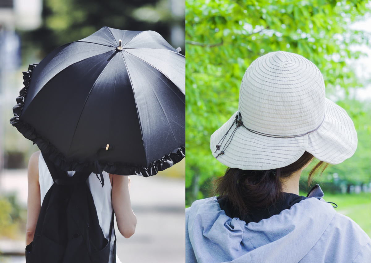 日傘と帽子の写真