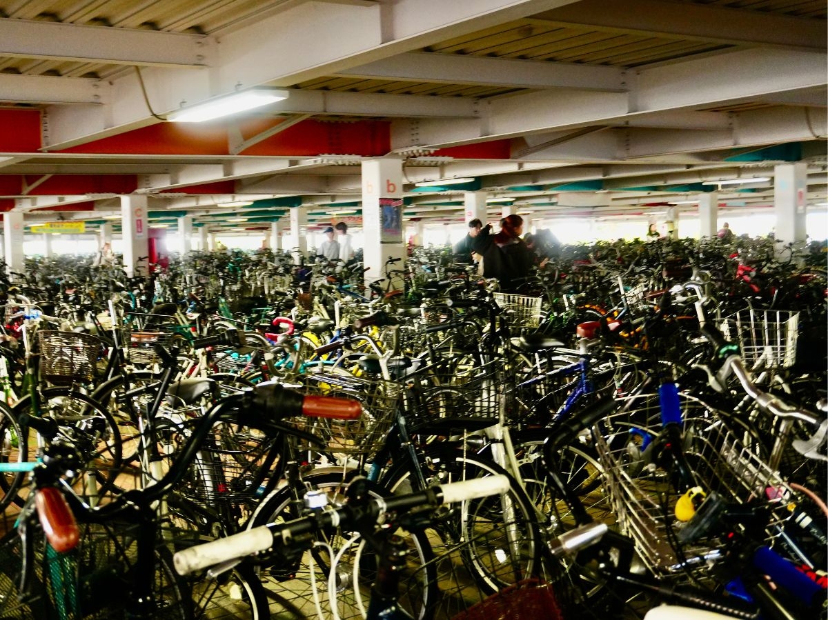 近大駐輪場の風景